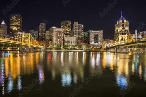 Roberto Clemente Bridge and the Andy Warhol Bridge over Allegheny River Pittsbur Slika na platnu