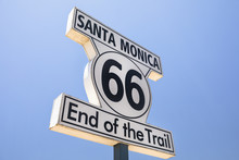Sign Marking The Ending Point Of Route 66 In Santa Monica California USA