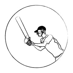 Sticker - Cricket player with bat sketch