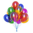 beautiful helium balloons bunch colorful party, festival, birthday decoration multicolored. 3d rendering