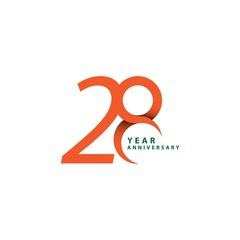 28 Year Anniversary Vector Template Design Illustration