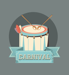 Canvas Print - carnival instrument musical drum and sticks retro