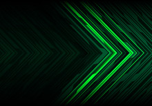 Abstract Green Light Black Line Arrow Polygon Futuristic Direction Design Modern Technology Background Vector Illustration.
