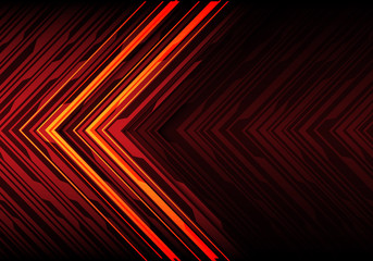 abstract orange light black line arrow on red polygon futuristic direction design modern technology 