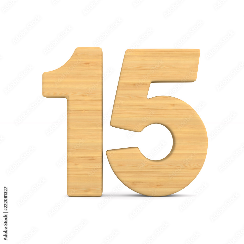 Number fifteen on white background. Isolated 3D illustration Stock 