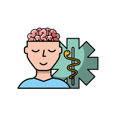 Sticker - man patient character brain mental caduceus