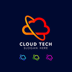 Canvas Print - cloud tech logo design icon template