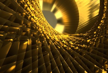 Poster - Abstract  Futuristic golden Twist Geometric background, 3d illustration.