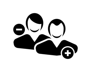 Canvas Print - plus minus person avatar figure silhouette profile image vector icon logo