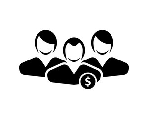 Canvas Print - dollar person avatar figure silhouette profile image vector icon logo