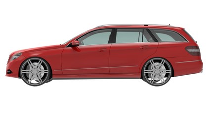 Large red family business car with a sporty and at the same time comfortable handling. 3d rendering.