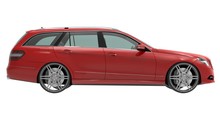 Large Red Family Business Car With A Sporty And At The Same Time Comfortable Handling. 3d Rendering.