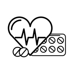 Poster - medical heartbeat and medication pills