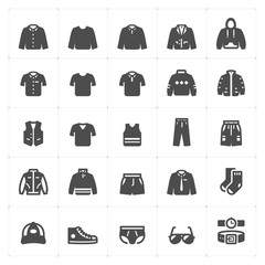 Wall Mural - Icon set - Clothing Man filled icon style vector illustration on white background