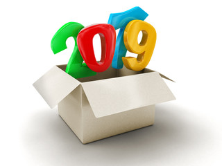 Poster - Open package with 2019. Image with clipping path