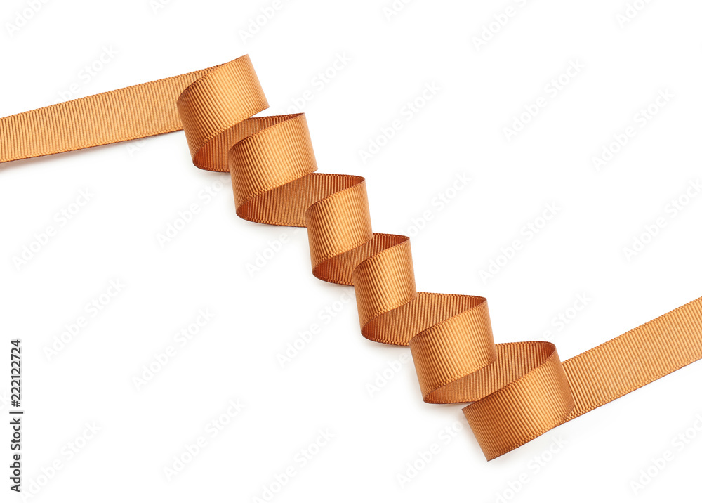 Golden ribbon on white background