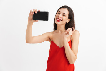 Poster - Portrait of a happy young woman in dress