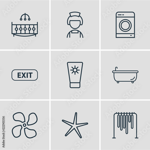 Fotografie, Obraz Vector illustration of 9 tourism icons line style