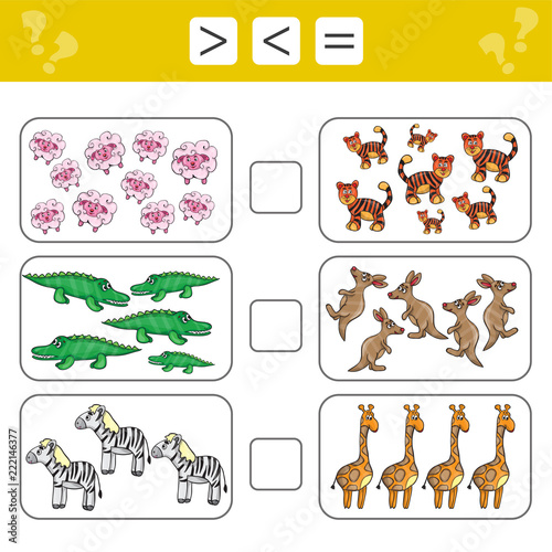 Fotografía Learning mathematics, numbers - choose more, less or equal