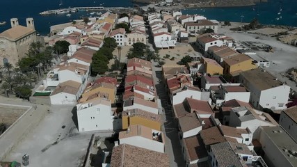 Sticker - Aerial view of townscape, church and harbour of Tabarca Island. Spain.