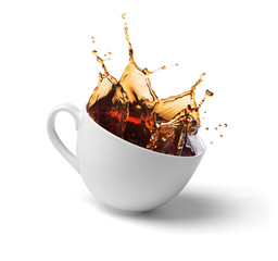 Sticker - a cup of coffee, tea, splashes