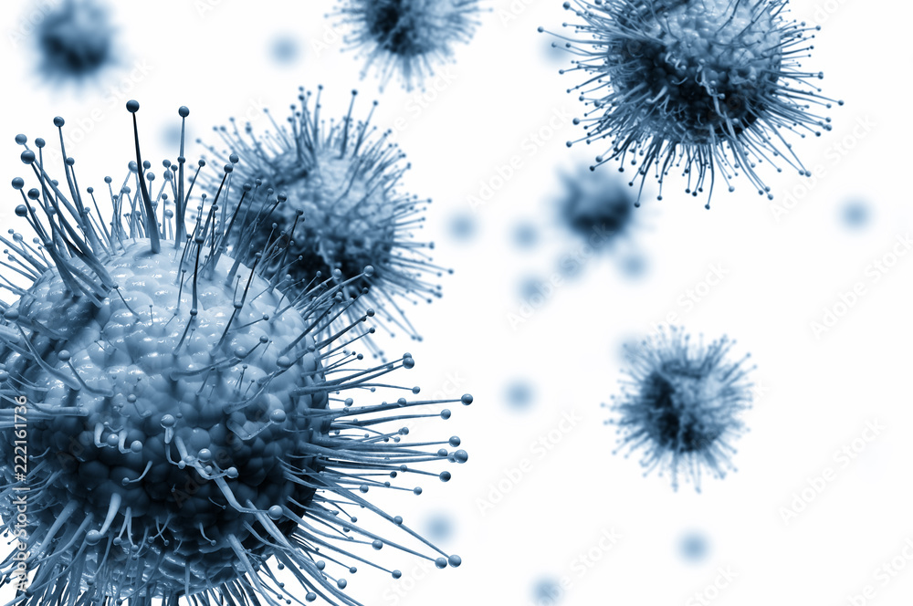 Close up virus cells isolated on white background - obrazy, fototapety, plakaty 