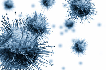 Wall Mural - Close up virus cells isolated on white background