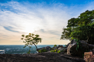 Canvas Print - Aerial view landscape from the top of mountain