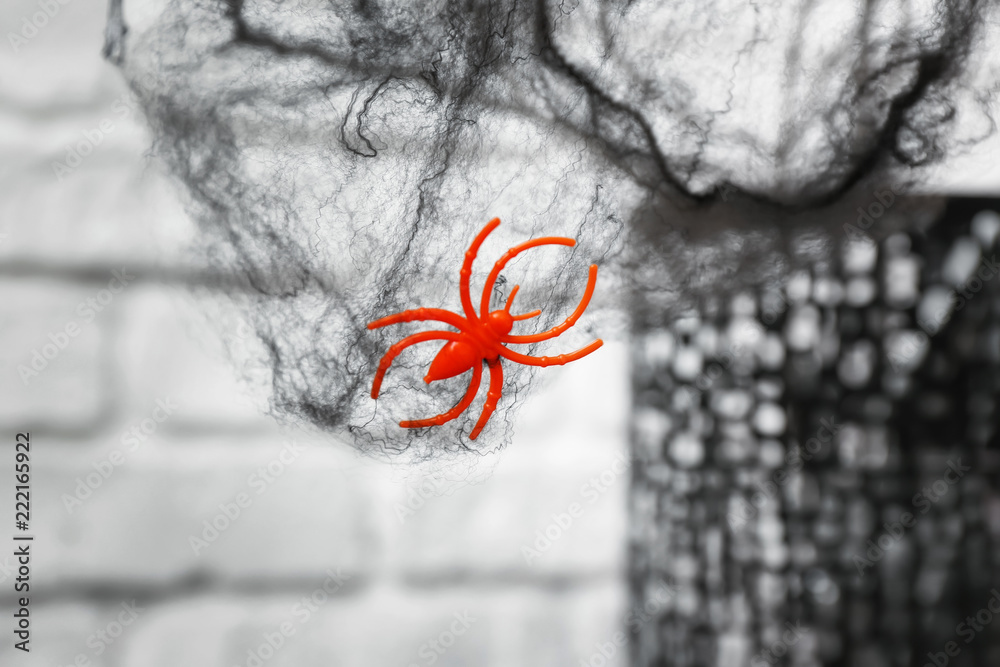 Red spider as decor for Halloween party