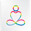 Logo yoga man love heart shape