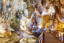 Winding Walkway Among Beautiful Stalactites Inside Paradise Cave