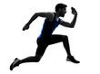 © snaptitude - one caucasian runner sprinter running sprinting athletics man silhouette isolated on white background