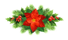 Red Poinsettia Flower Christmas Illustration