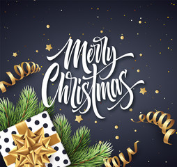 Wall Mural - Merry Christmas hand drawn lettering greeting card design