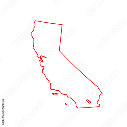 Map Of California Vector Image Red Outline Buy This Stock