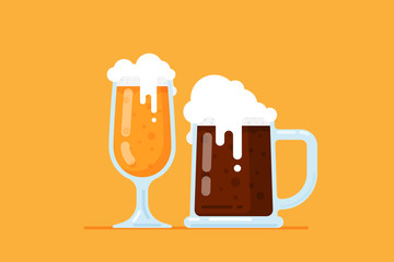 Beer in a glass, flat design