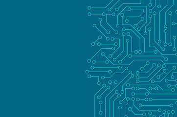 Poster - Blue circuit board pattern texture. High-tech background in digital computer technology concept. 3d abstract illustration.