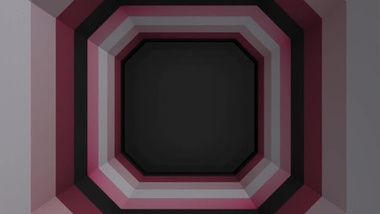 Poster - Polygonal geometric paper tunnel. Animation of octagon paper tunnel