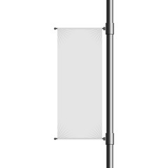 empty blank lamp post banner mock up isolated on white background