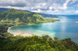 View of Kahana Bay from the dangerous Puu Manamana hike.