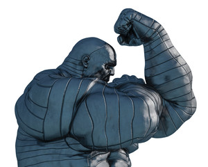 steel man, the muscle man in a white background