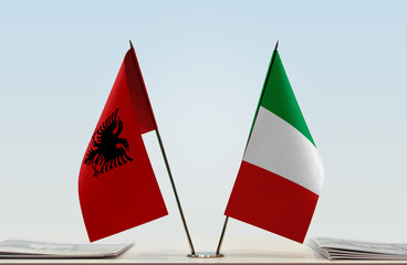 Wall Mural - Two flags of Albania and Italy