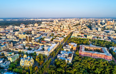 Wall Mural - Kiev downtown with St Volodymyr Cathedral and the National University. Ukraine