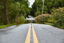 Flooded Roadway After Heavy Rain Storm