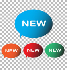 Aufkleber - new icon on transparent background. new label. flat style. new icon for your web site design, logo, app, UI. symbol. new sign.