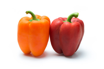 Wall Mural - Red and orange pepper bell or paprika isolated on white background