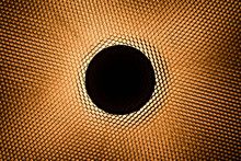 Close Up Center Beauty Dish Studio Flash Texture , Grid Comb White Light Background , Hexagonal Cell Pattern