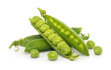 fresh green peas isolated on a white background