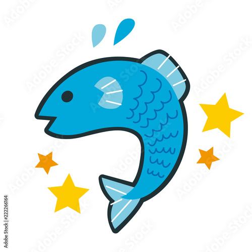 十二星座の魚座のイラスト 元気の飛び跳ねる魚のキャラクター Koop Deze Stockvector En Ontdek Vergelijkbare Vectoren Op Adobe Stock Adobe Stock