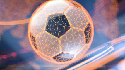 Wall Mural - Football. Futuristic interface sport concept. Technology digital soccer ball